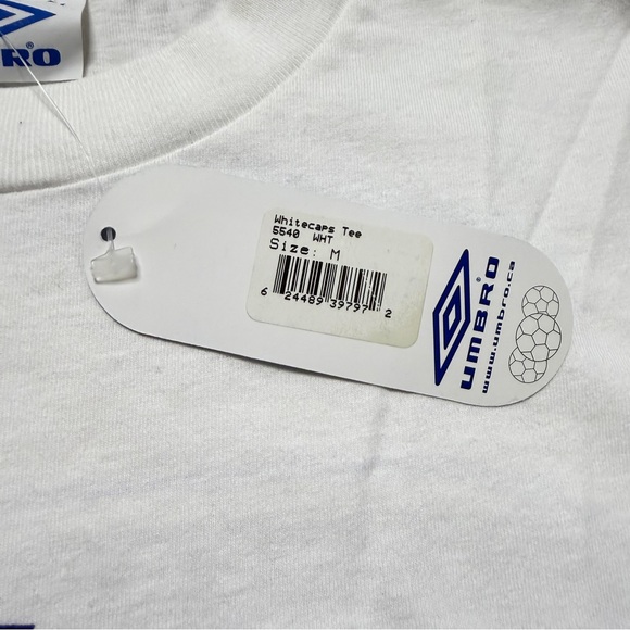 Vintage Umbro Vancouver Whitecaps Short Sleeve T-Shirt Mens Medium White Blue - Picture 5 of 9